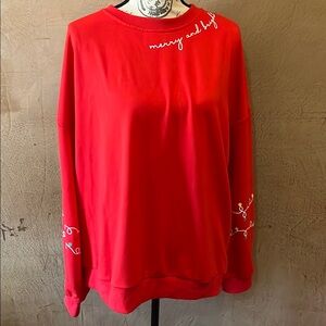 Vibrant Red Christmas XXL Long Sleeve Sweatshirt NEW